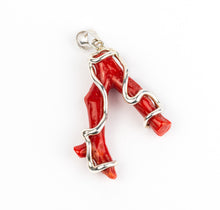 Carica l'immagine nel visualizzatore di Gallery, Sanna Gioielli Ciondolo Ramo Corallo sardo Argento 925/1000
