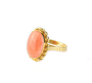 Splendido anello in oro e corallo rosa di Sardegna Sanna Gioielli
