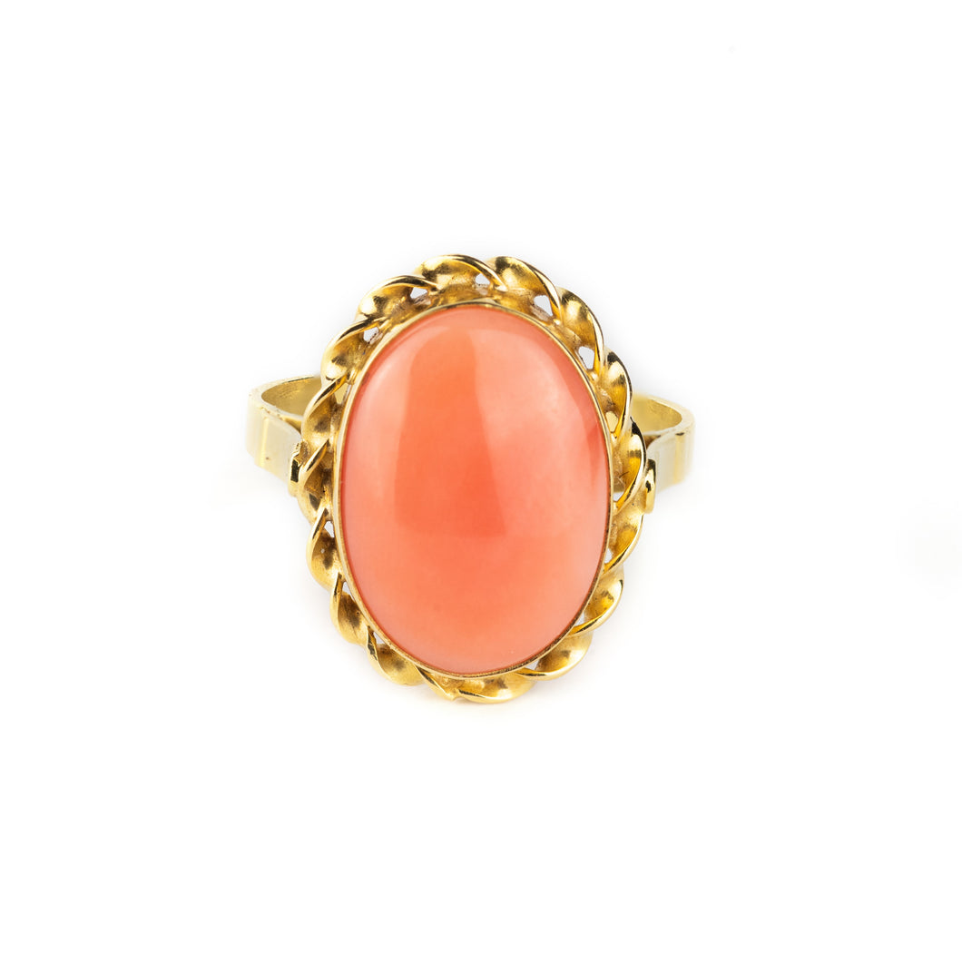Splendido anello in oro e corallo rosa di Sardegna Sanna Gioielli